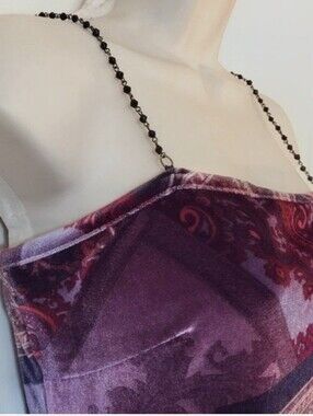 Vintage Rare Beaded Chain Spaghetti Straps Sexy Dress